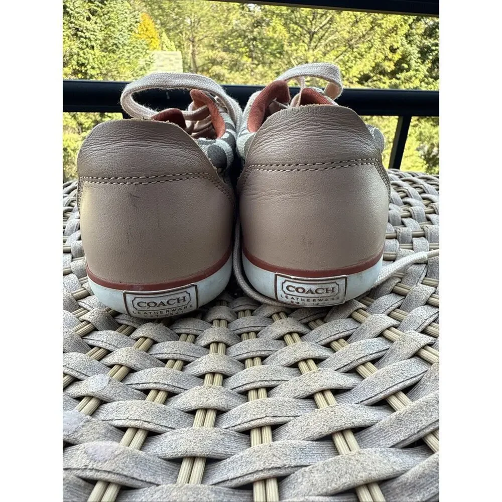 Coach Barrett Women's Sneaker 6M Metallic Pink Canvas Casual Lace-Up Shoes
